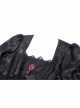 Black Gorgeous Palace Print Embroidery Chest Ruby Embellished Gothic Style Long Sleeved Dress