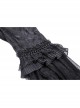 Black Gorgeous Palace Print Embroidery Chest Ruby Embellished Gothic Style Long Sleeved Dress