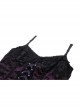 Sexy Black And Purple Nylon Lace Front And Back Cross Tie Decorated Gothic Style Mini Dress