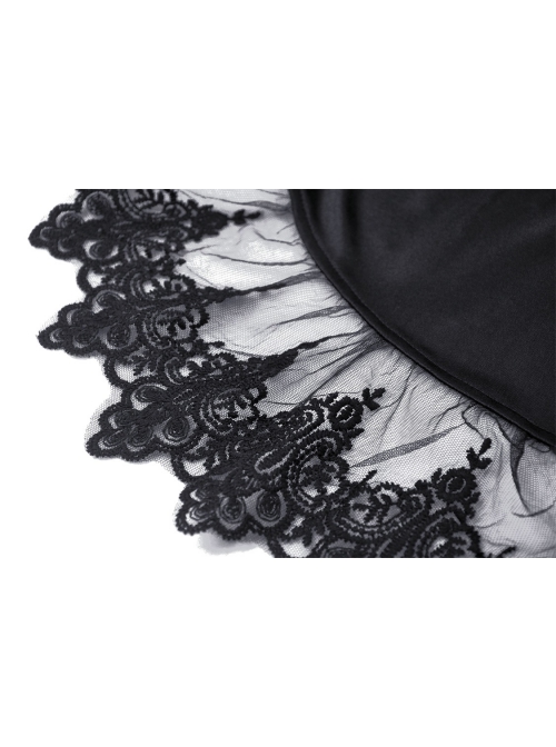 Sexy Black And Purple Nylon Lace Front And Back Cross Tie Decorated Gothic Style Mini Dress