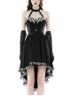 Black Sexy Cross Tie Striped High Low Hem Punk Style Prom Dress