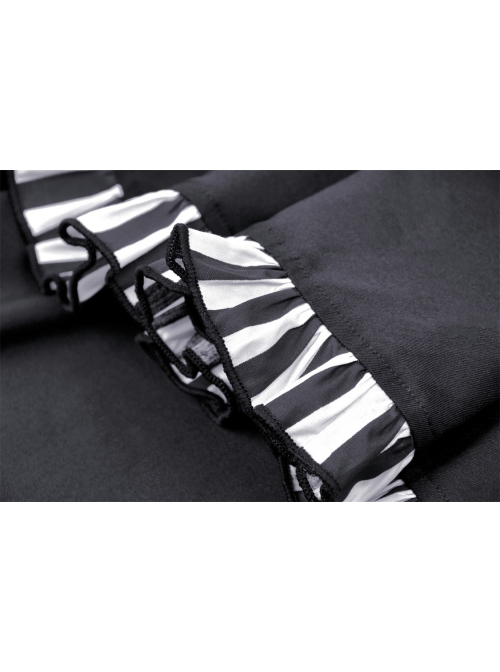 Black Sexy Cross Tie Striped High Low Hem Punk Style Prom Dress