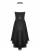 Black Sexy Cross Tie Striped High Low Hem Punk Style Prom Dress