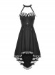 Black Sexy Cross Tie Striped High Low Hem Punk Style Prom Dress