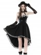 Black Sexy Cross Tie Striped High Low Hem Punk Style Prom Dress