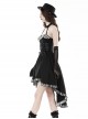 Black Sexy Cross Tie Striped High Low Hem Punk Style Prom Dress