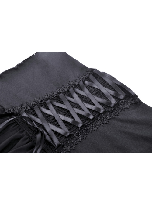 Black Sexy Cross Tie Striped High Low Hem Punk Style Prom Dress