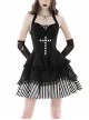 Black Halter Neck Cross Pattern Lace Front And Back Gothic Prom Dress