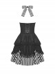 Black Halter Neck Cross Pattern Lace Front And Back Gothic Prom Dress