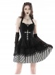 Black Halter Neck Cross Pattern Lace Front And Back Gothic Prom Dress