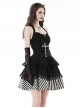 Black Halter Neck Cross Pattern Lace Front And Back Gothic Prom Dress