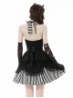 Black Halter Neck Cross Pattern Lace Front And Back Gothic Prom Dress