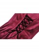 Burgundy Velvet Romantic Lace With Rose Decoration On The Chest Gothic Short Sleeved Dress