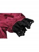 Burgundy Velvet Romantic Lace With Rose Decoration On The Chest Gothic Short Sleeved Dress