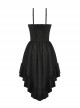 Personalized Pink Rose Love Delicate Lace High Low Hem Gothic Black Suspender Dress