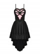 Personalized Pink Rose Love Delicate Lace High Low Hem Gothic Black Suspender Dress