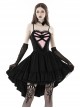Personalized Pink Rose Love Delicate Lace High Low Hem Gothic Black Suspender Dress