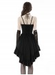 Personalized Pink Rose Love Delicate Lace High Low Hem Gothic Black Suspender Dress