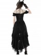 Elegant Black Lace Swallowtail Off Shoulder Gothic Suspender Short Sleeved Dress