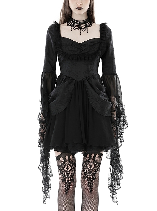 Personalized Black Woven Cuffs Exaggerated Woven Embroidered Ribbon Gothic Palace Dress