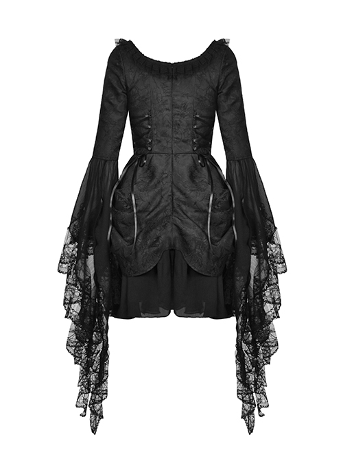 Personalized Black Woven Cuffs Exaggerated Woven Embroidered Ribbon Gothic Palace Dress