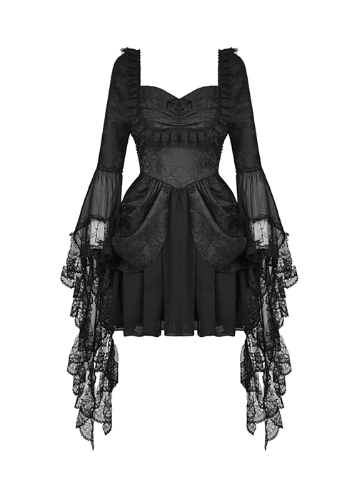 Personalized Black Woven Cuffs Exaggerated Woven Embroidered Ribbon Gothic Palace Dress