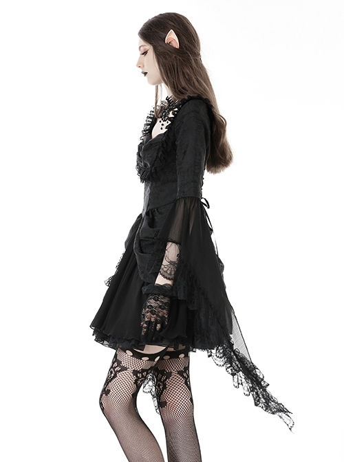 Personalized Black Woven Cuffs Exaggerated Woven Embroidered Ribbon Gothic Palace Dress