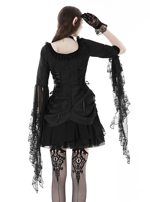 Personalized Black Woven Cuffs Exaggerated Woven Embroidered Ribbon Gothic Palace Dress