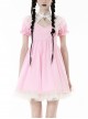 Pink Woven Splicing White Waistcoat With Cross On The Front And Back Bow Tail Gothic Style Short Sleeved Dress