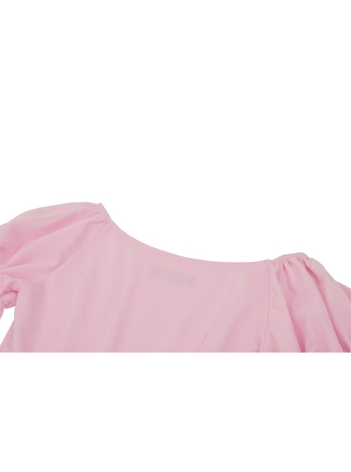 Pink Woven Splicing White Waistcoat With Cross On The Front And Back Bow Tail Gothic Style Short Sleeved Dress