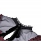 Red Dark Pleated Ruffled Mesh Neckline And Back Cross Webbing Decorated Gothic Style Short Sleeved Dress ​