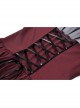 Red Dark Pleated Ruffled Mesh Neckline And Back Cross Webbing Decorated Gothic Style Short Sleeved Dress ​