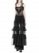 Sexy Black Front Heart Shaped Lace Mesh Gothic Style Extended See Through Dress