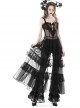Sexy Black Front Heart Shaped Lace Mesh Gothic Style Extended See Through Dress