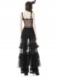 Sexy Black Front Heart Shaped Lace Mesh Gothic Style Extended See Through Dress