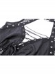 Black Sexy Hollow Mesh Front Chest Metal Eyelet Strap Decorated Gothic Style Sleeveless Dress