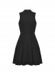 Black Sexy Hollow Mesh Front Chest Metal Eyelet Strap Decorated Gothic Style Sleeveless Dress