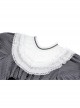 Black And White Striped Delicate Lace On The Front And Black Big Bow Gothic Style Short Sleeved Dress