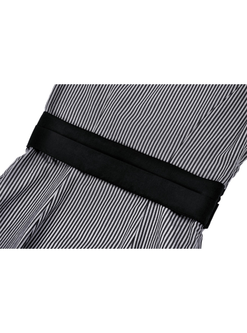 Black And White Striped Delicate Lace On The Front And Black Big Bow Gothic Style Short Sleeved Dress