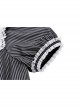 Black And White Striped Delicate Lace On The Front And Black Big Bow Gothic Style Short Sleeved Dress