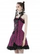 Rebellious Purple Mesh Lace Hem Lace Up Front Gothic Suspender Dress