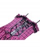 Rebellious Purple Mesh Lace Hem Lace Up Front Gothic Suspender Dress