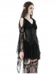 Black Sexy Lace V Neck Off Shoulder Punk Style Long Sleeved Dress