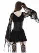 Black Sexy Lace V Neck Off Shoulder Punk Style Long Sleeved Dress