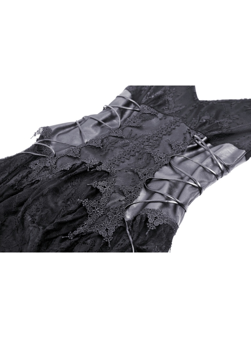 Black Sexy Lace V Neck Off Shoulder Punk Style Long Sleeved Dress