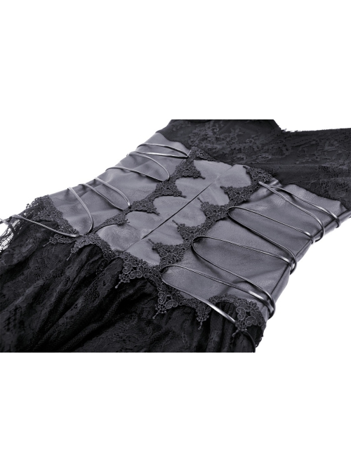 Black Sexy Lace V Neck Off Shoulder Punk Style Long Sleeved Dress