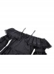 Sexy Black Off The Shoulder Asymmetrical Hem Back Tied Gothic Suspender Princess Sleeve Dress