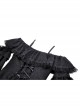 Sexy Black Off The Shoulder Asymmetrical Hem Back Tied Gothic Suspender Princess Sleeve Dress