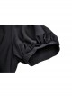 Black Simple Chest Eyelet Tied With Japanese Button And Exquisite Lace Neckline Punk Style Short Sleeved Dress
