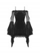 Sexy Black Velvet Patchwork Mesh Trumpet Long Sleeved Gothic Off The Shoulder Dress